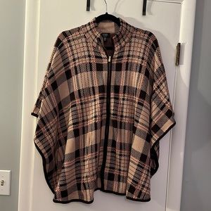 Jones New York Full Zip Brown and Orange Poncho